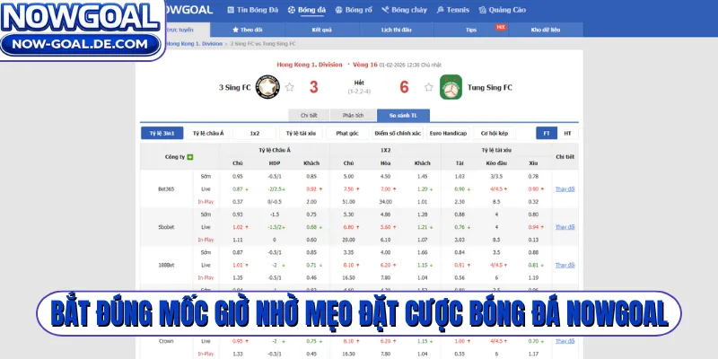 Bắt đúng mốc giờ nhờ mẹo đặt cược bóng đá Nowgoal
