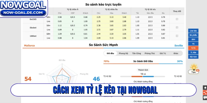 Cách xem tỷ lệ kèo tại NOWGOAL