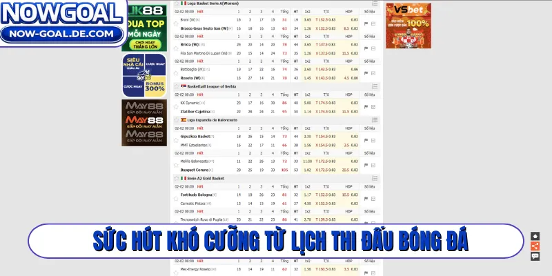 Sức hút khó cưỡng từ lịch thi đấu bóng đá