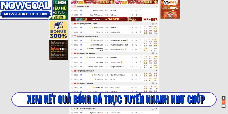 Xem kết quả bóng đá trực tuyến nhanh như chớp